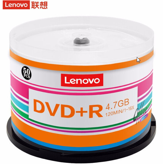 联想（Lenovo）DVD+R 光盘/刻录盘 16速4.7GB 办公系列 桶装50片 空白光盘